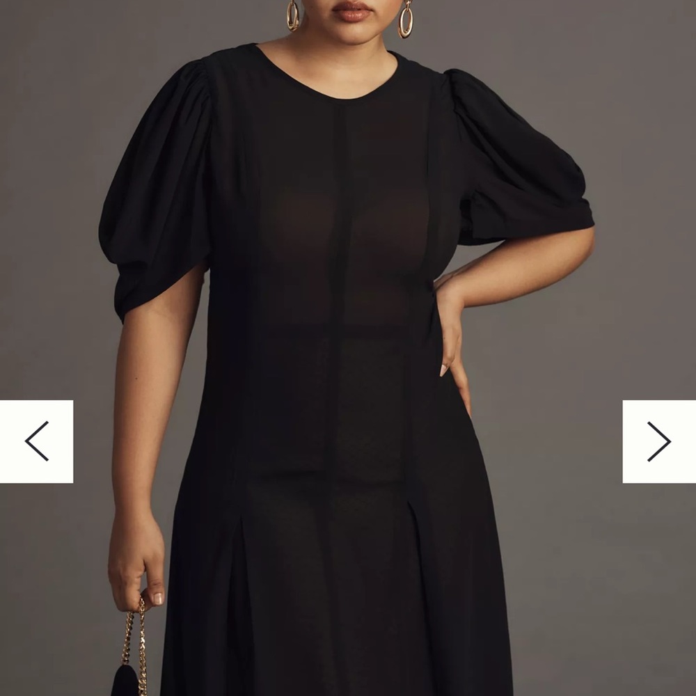 Anthropologie Sheer Black Midi Dress - Picture 3 of 3